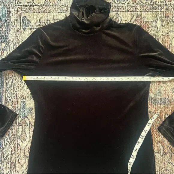 SnoSkins Vintage Black Velvet Base Layer Top Turtleneck Size Large Ski Layer - Picture 9 of 11